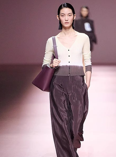 COMME MOI Lv Yan designer summer V-neck gradient pit strip knit cardigan - IAN.