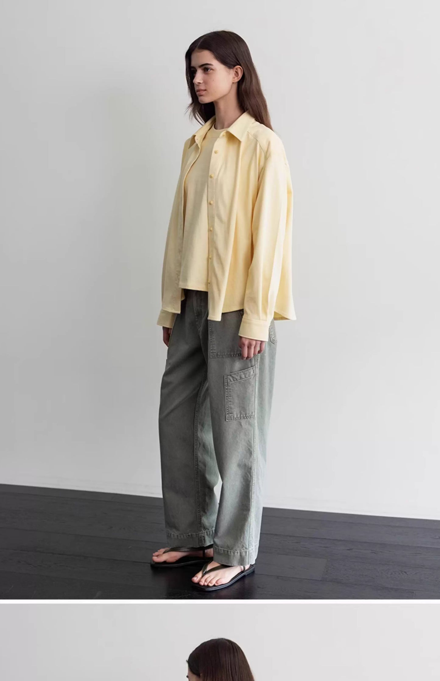 Nothing Written long short sleeve t-shirt cotton shirt-IVY!