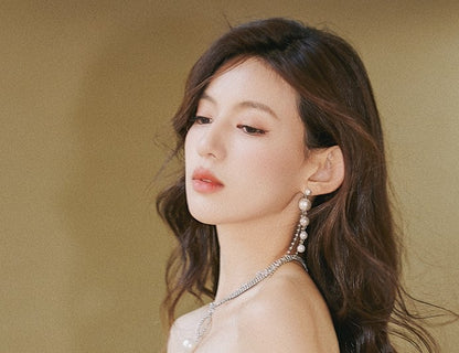 DOLLY Elegant European Style Diamond Pearl Tassel Chic Earring-CAMILA