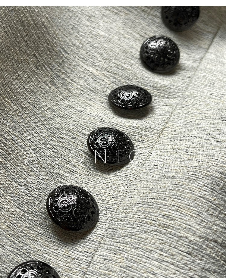 Aconiconi High End Long Sleeve Double Breasted Tuxedo French Retro Jacket Blazer- History