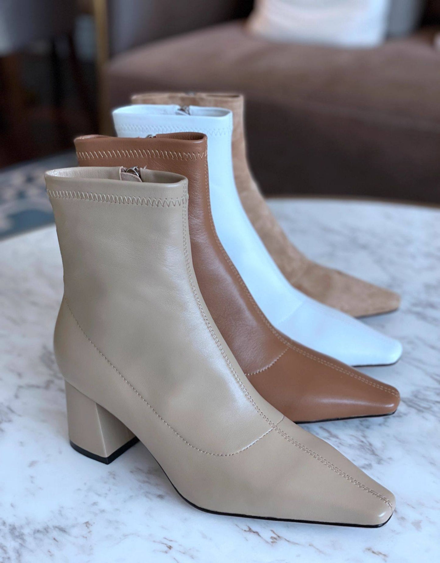 B-FEI Vintage square toe thick heel boots-PARTE.