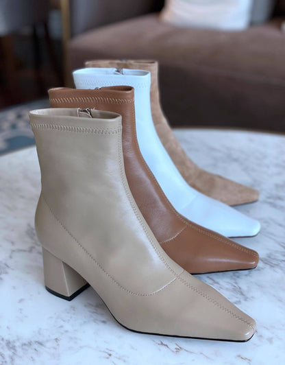 B-FEI Vintage square toe thick heel boots-PARTE.
