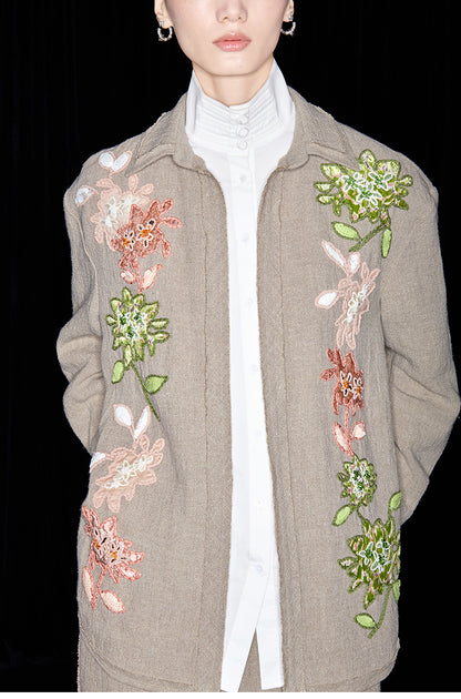 M essential Mackay designer Sedum patch shirt jacket pant set - Eight Treasures