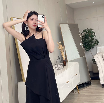 DOLLY Elegant Retro Style Sleeveless Tube Top Long Slit Business Dinner Dress-KIKE