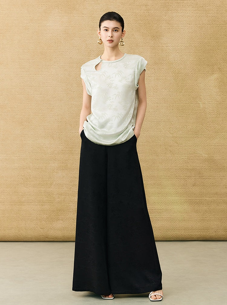 HECO Chinese Acetate Fugui Buckle Short Sleeve T-Shirt - CLOVE.