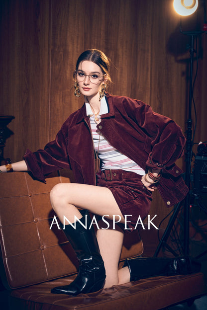 ANNASPEAK long-legged  long-staple  corduroy cargo jeans.