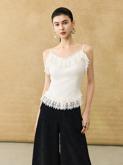 HECO Chinese High-end Acetate Lace Splicing Camisole - ZEPH.