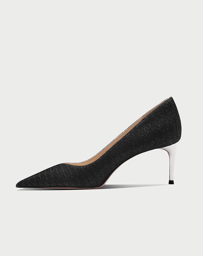PJJUU black shallow pointed toe high heels - PILE.