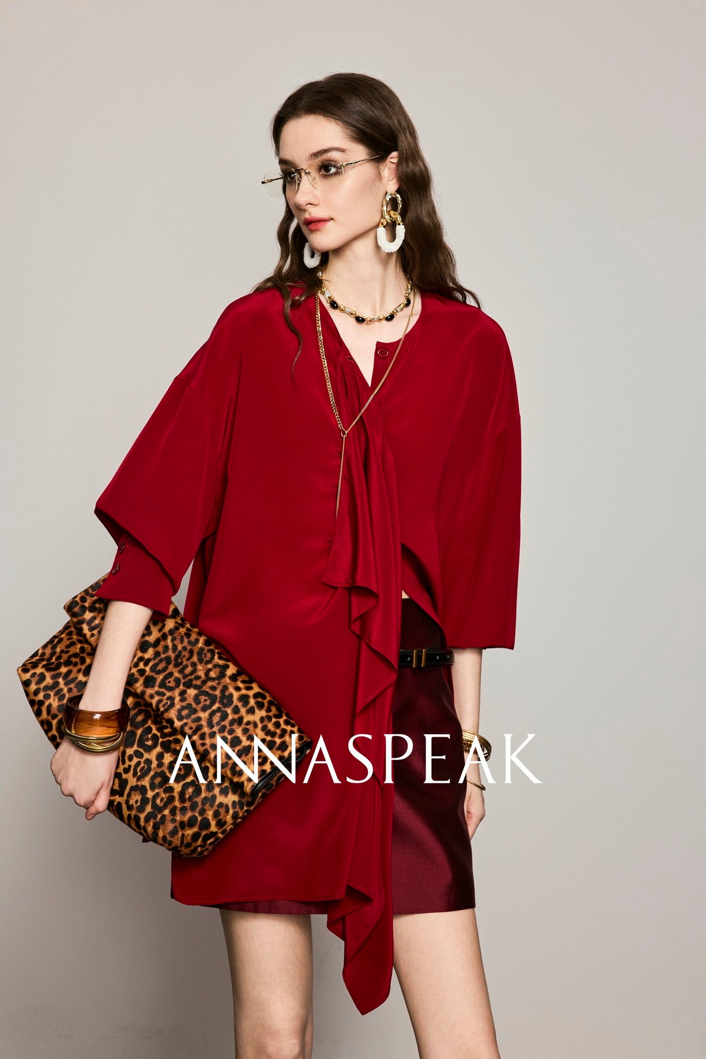 ANNASPEAK  ruffled  silk shirt-MAZO.
