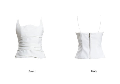 TINY IN w-neck pleated black white back zipper camisole - PIPER