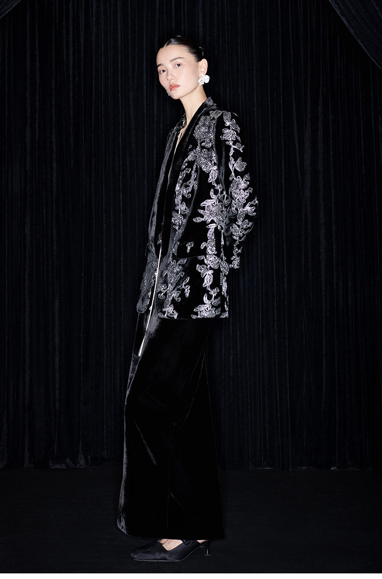 M essential Mackay designer iron orchid embroidered suit - Selima