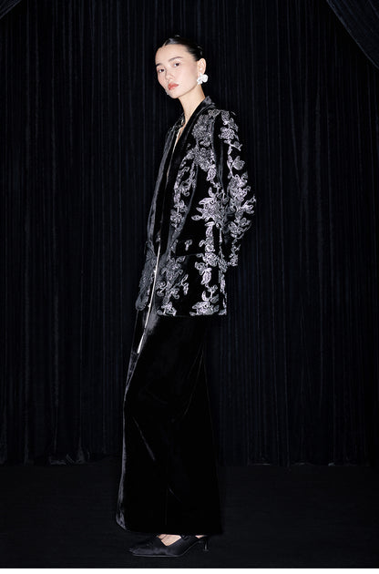 M essential Mackay designer iron orchid embroidered suit - Selima