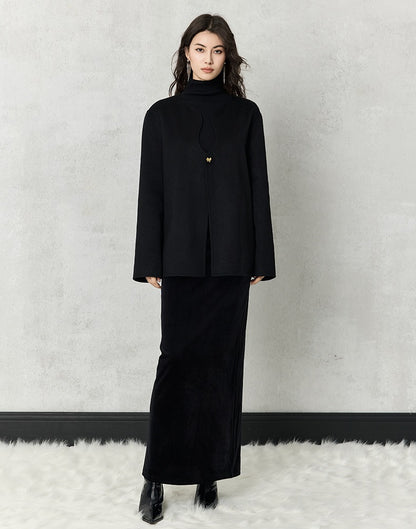 HECO winter double-sided woolen  black red apricot coat women - glory.