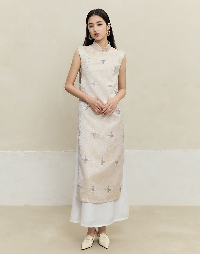 HECO Cheongsam Spring Stand-up Collar Two-Piece Dress Women - side.