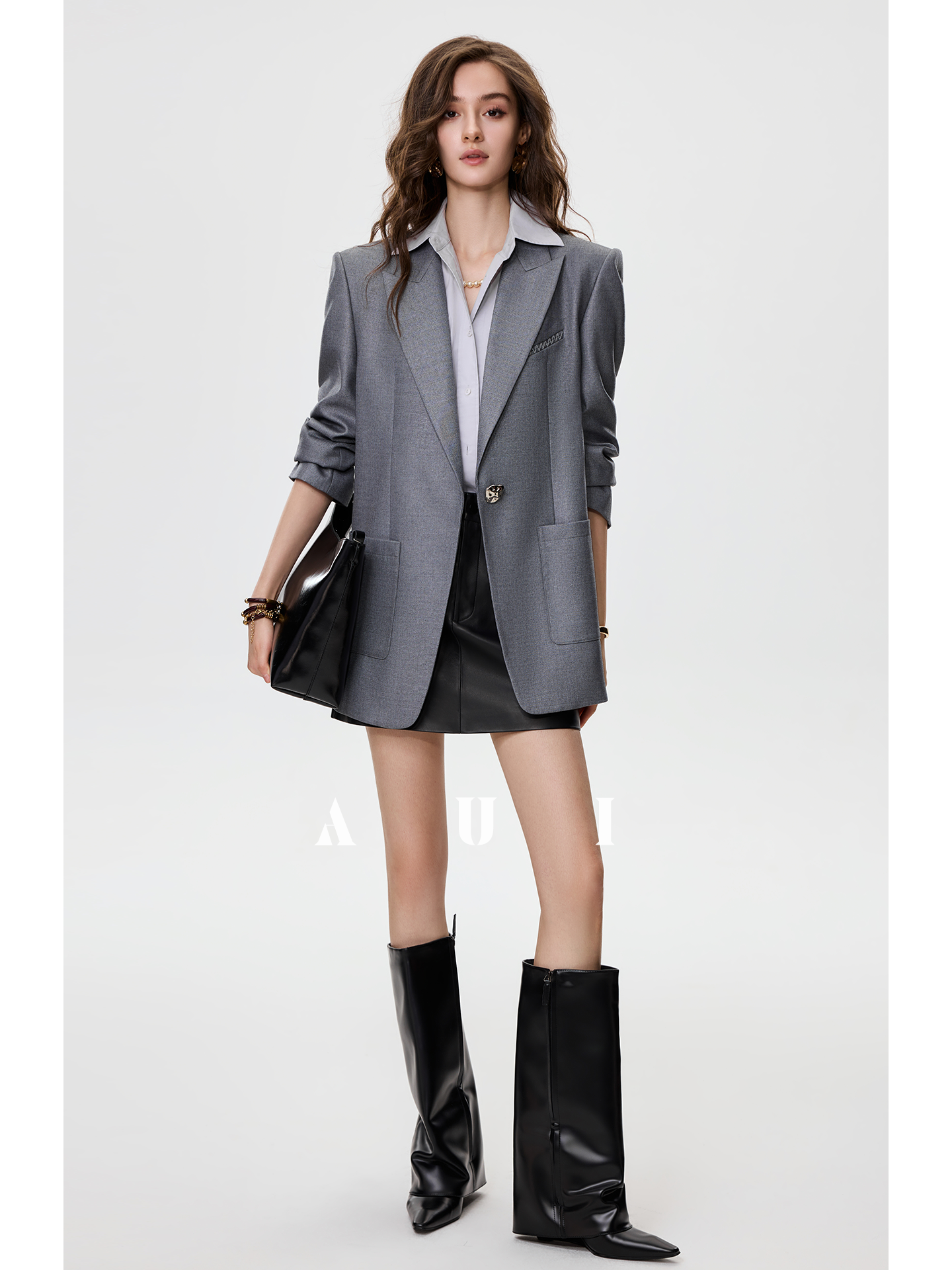 AUI Gray Blazer Formal Temperament Small Suit - BREE.