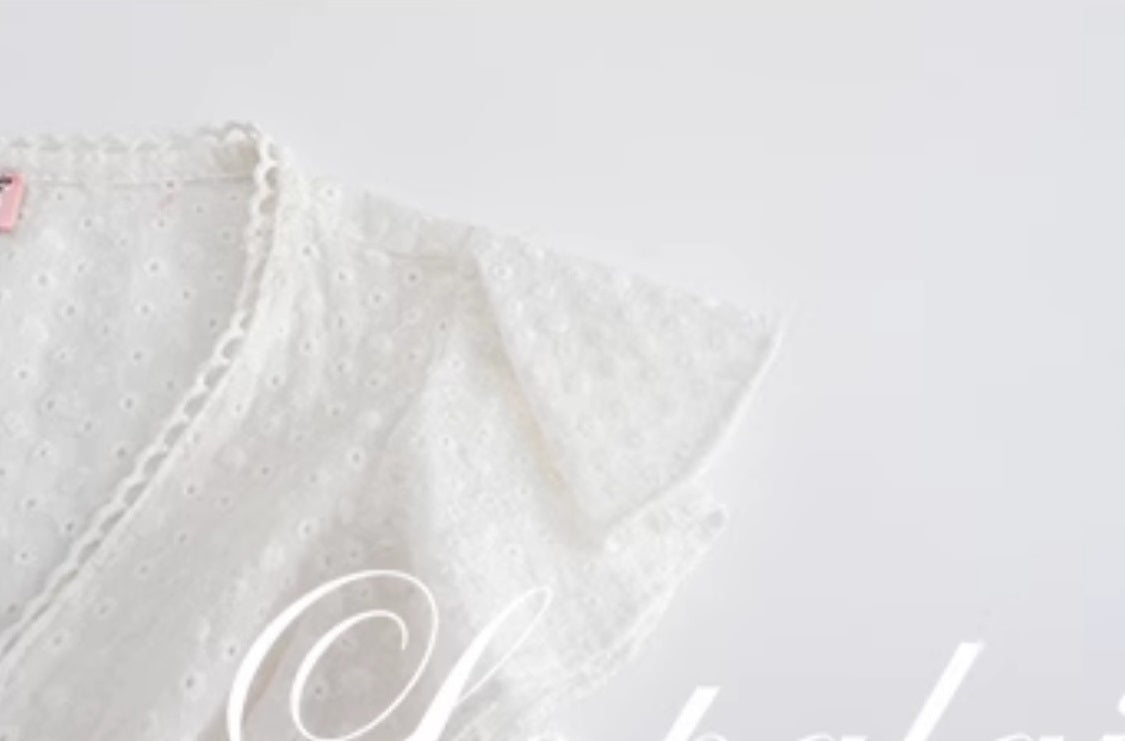 Le Palais Vintage  embroidery cotton wrap short top + high-waisted bud skirt-TEE.