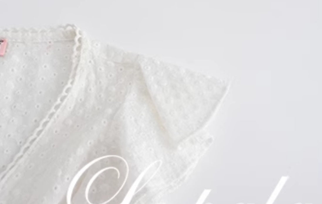 Le Palais Vintage embroidery cotton wrap short top + high-waisted bud skirt-TEE