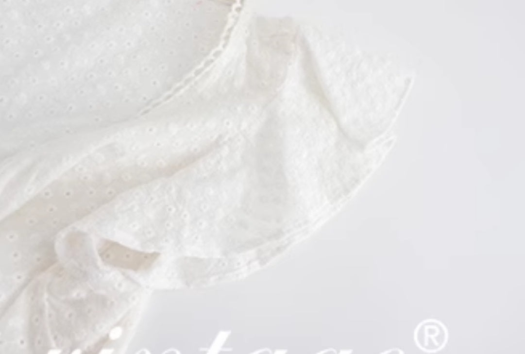 Le Palais Vintage embroidery cotton wrap short top + high-waisted bud skirt-TEE