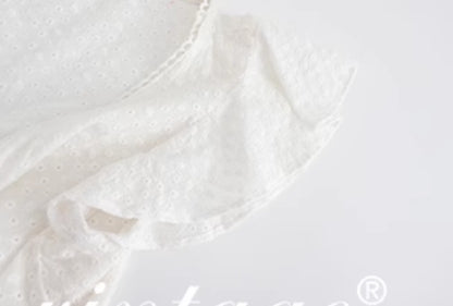 Le Palais Vintage embroidery cotton wrap short top + high-waisted bud skirt-TEE