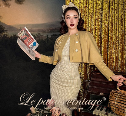 Le Palais multi-wear Fahburn style cape coat + slim skirt set- DANG