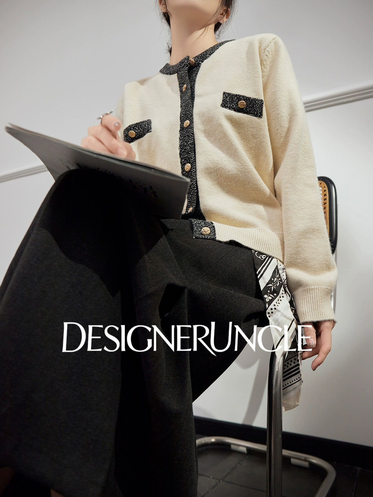 DGU "Muya" gray sweater cardigan new loose slimming high-end outer top - TARA.