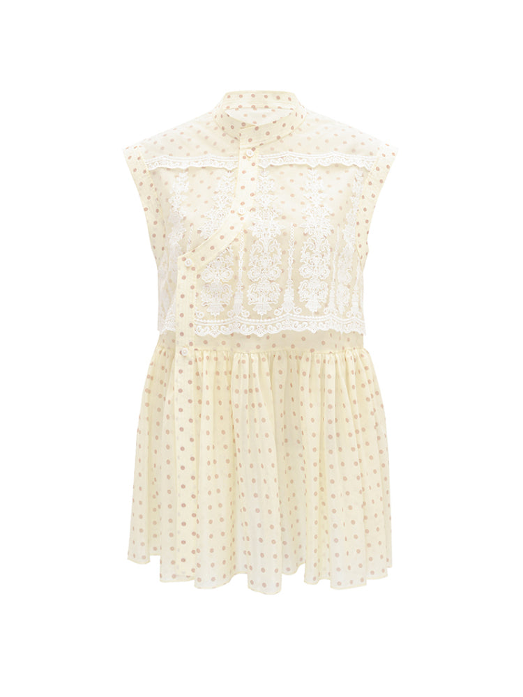 M essential Mackay designer polka dot silk cotton elasticated wide-leg trousers - YVONE.