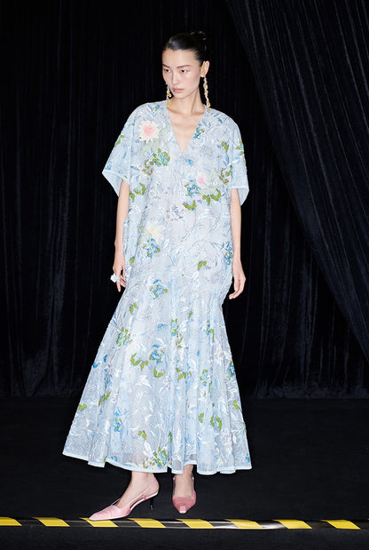 M essential Mackay designer Jiyi embroidery silk hand-dyed embroidery mermaid dress- YINKA.