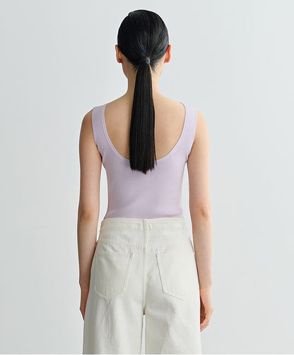 COMME MOI  Summer Acetate V-Neck Tight Knit Vest - AURORA.
