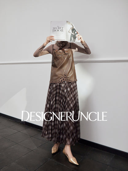 DGU "Wind Hidden Woman" maroon suspender layered slimming layered top - LAYE.