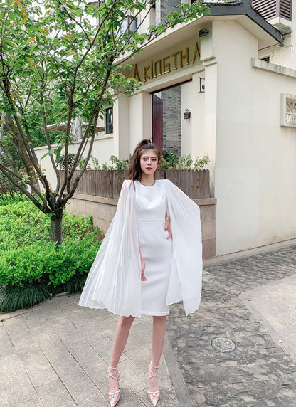 DOLLY Elegant Crew Neck Sleeveless Drape High Waist Wedding Guest Dress-LUNA