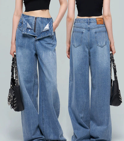 ANNAKIKI Nich Retro fried color loose wide-leg jeans for women-IZUMI