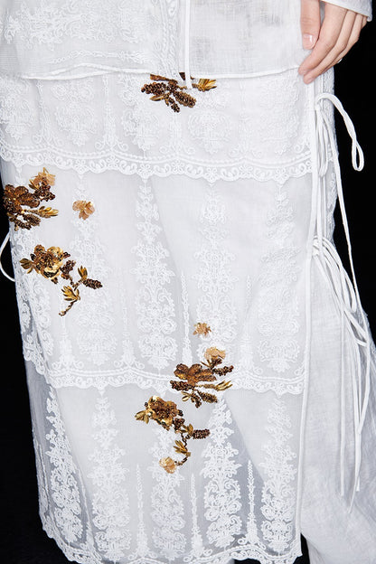 M essential Mackay designer Zen One Linen layered lace-up top - ANTSY.