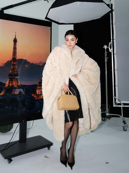 MEI SANGUAN Beige Eco-friendly Fur Cloak - KEVIN