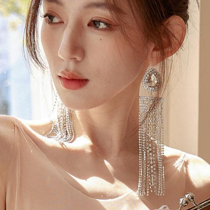 DOLLY Elegant Rhinestone Diamond Tassel Chic Earrings-ABIGAIL