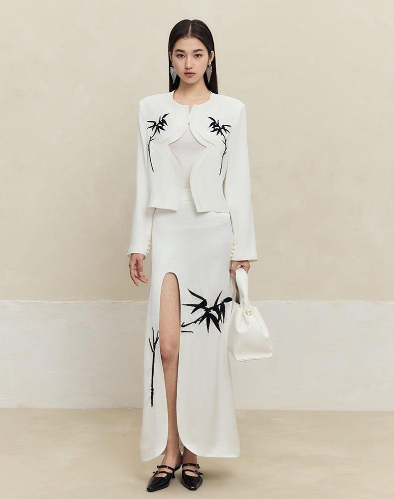 HECO Anti-Wrinkle Acetate black white maxi Skirt Women - where.