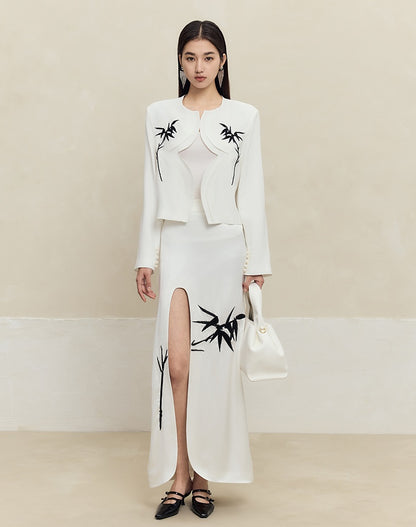 HECO Anti-Wrinkle Acetate black white maxi Skirt Women - where.