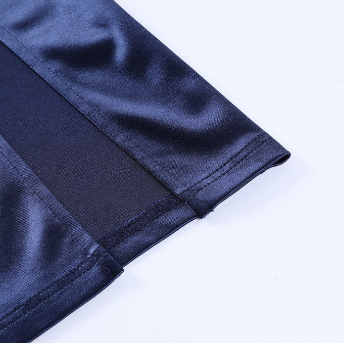 DOLLY Elegant Royal Blue One Shoulder Chest Wrap Slim Fit Slit Dinner Dress-ALLEGRA