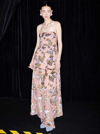 M essential Mackay designer velvet wide-hem slip dress Pants set - twe.