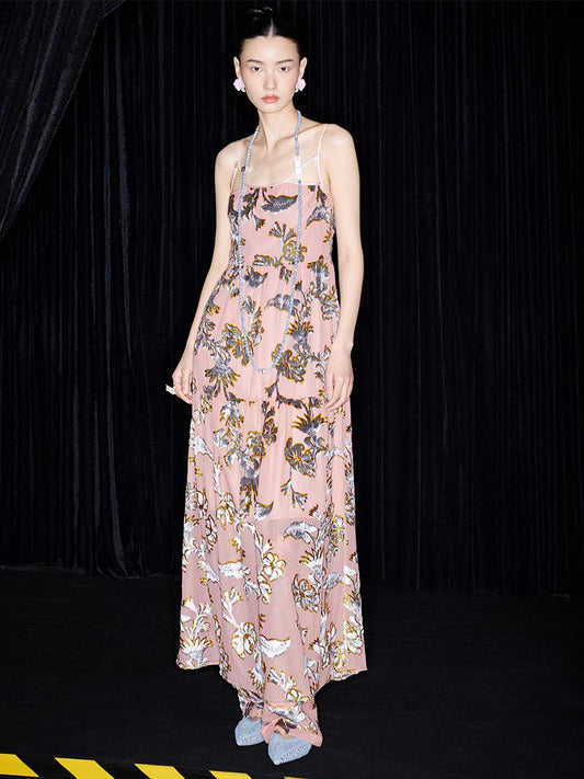 M essential Mackay designer velvet wide-hem slip dress Pants set - twe.