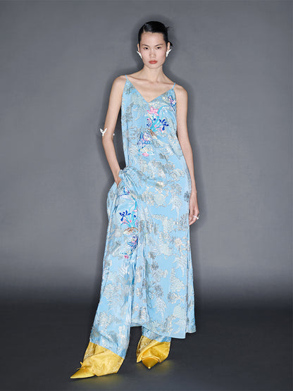 M essential Mackay designer butterfly embroidery bias slip dress pants - vuia wake.