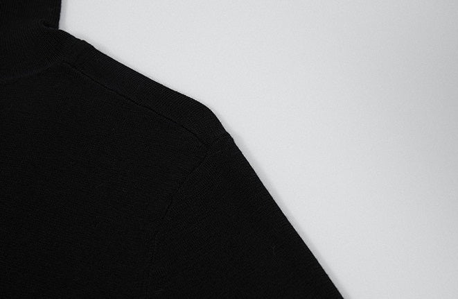 ZHUCHONGYUN black high-neck slim wool knit--AIZAKA.