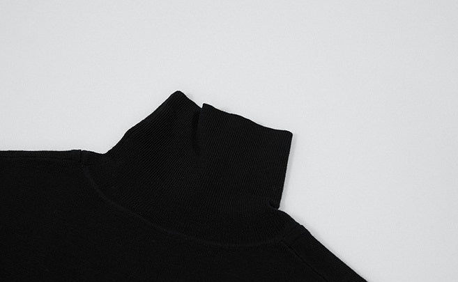 ZHUCHONGYUN black high-neck slim wool knit--AIZAKA.