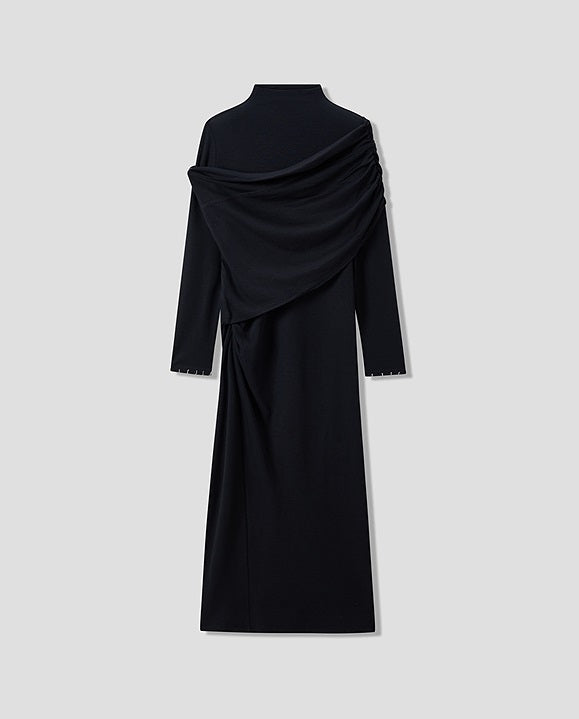 COMME MOI Lu Yan designer new women's wrap-around silk wool knitted dress - AHMED.