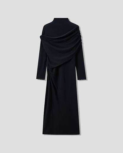 COMME MOI Lu Yan designer new women's wrap-around silk wool knitted dress - AHMED.