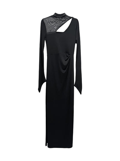 ANNAKIKI Black Acetate Four-pointed Star Sleeve Dress-BRUNO