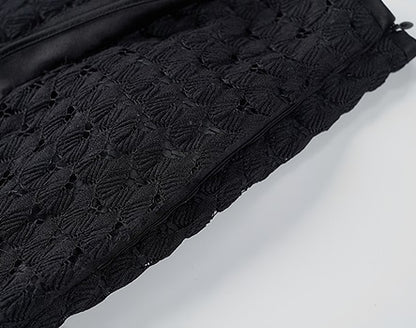 COMME MOI  women's black cut-out side slit straight skirt - DELIAH.