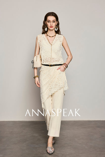 ANNASPEAK leg-shaped slightly elastic cropped straight micro-tapered pants jeans-JAG.
