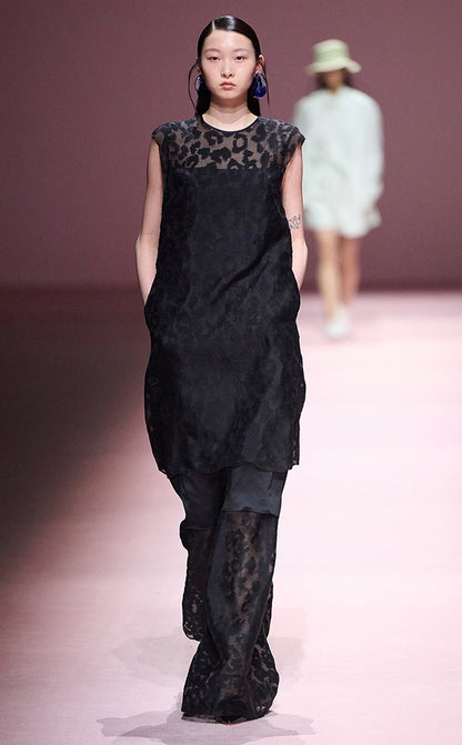 COMME MOI  summer silk embroidered slit midi dress - GLORY.