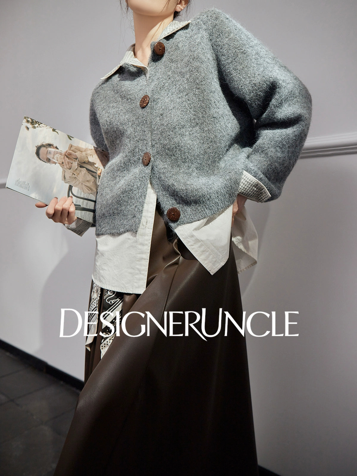 DGU "Mist Blue" gray autumn new loose outerwear versatile slimming top - JONES.