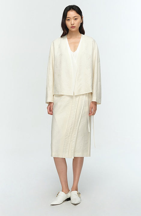 COMME MOI Lu Yan designer's new women's silk wool jacquard overlapping straight skirt - LIAM .